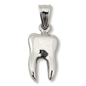 Solid 10K White Gold Tooth Pendant Charm, Human Tooth Dentistry Dental
