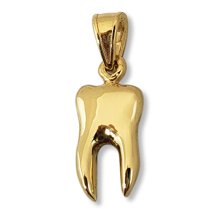 Solid 18K Yellow Gold Tooth Pendant Charm, Human Tooth Dentistry Dental