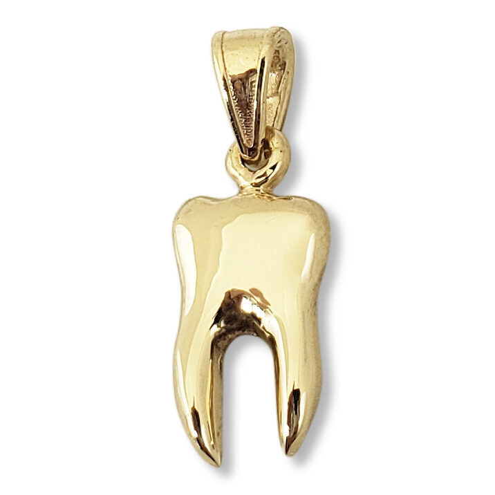 Solid 14K Yellow Gold Tooth Pendant Charm, Human Tooth Dentistry Dental