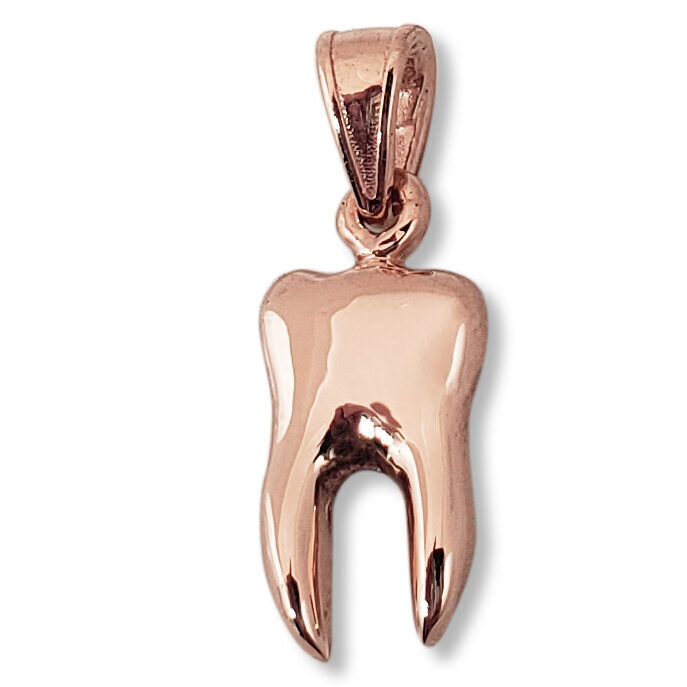 Solid 18K Rose Gold Tooth Pendant Charm, Human Tooth Dentistry Dental