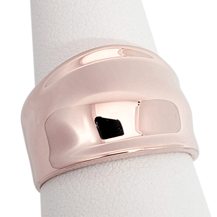 Solid 14K Rose Gold Cigar Ring, Gold Dome Ring 13mm Sizes 5 - 12