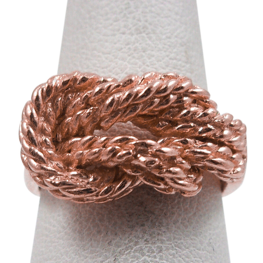 Solid 10K Women's Rose Gold Ring  Love Knot Ring Ring Rope 11mm, Sizes 5 - 12