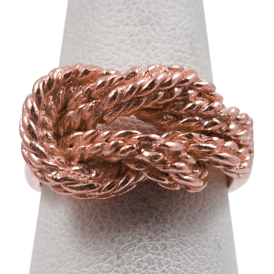 Solid 14K Women's Rose Gold Ring Love Knot Ring Ring Rope 11mm, Sizes 5 - 12