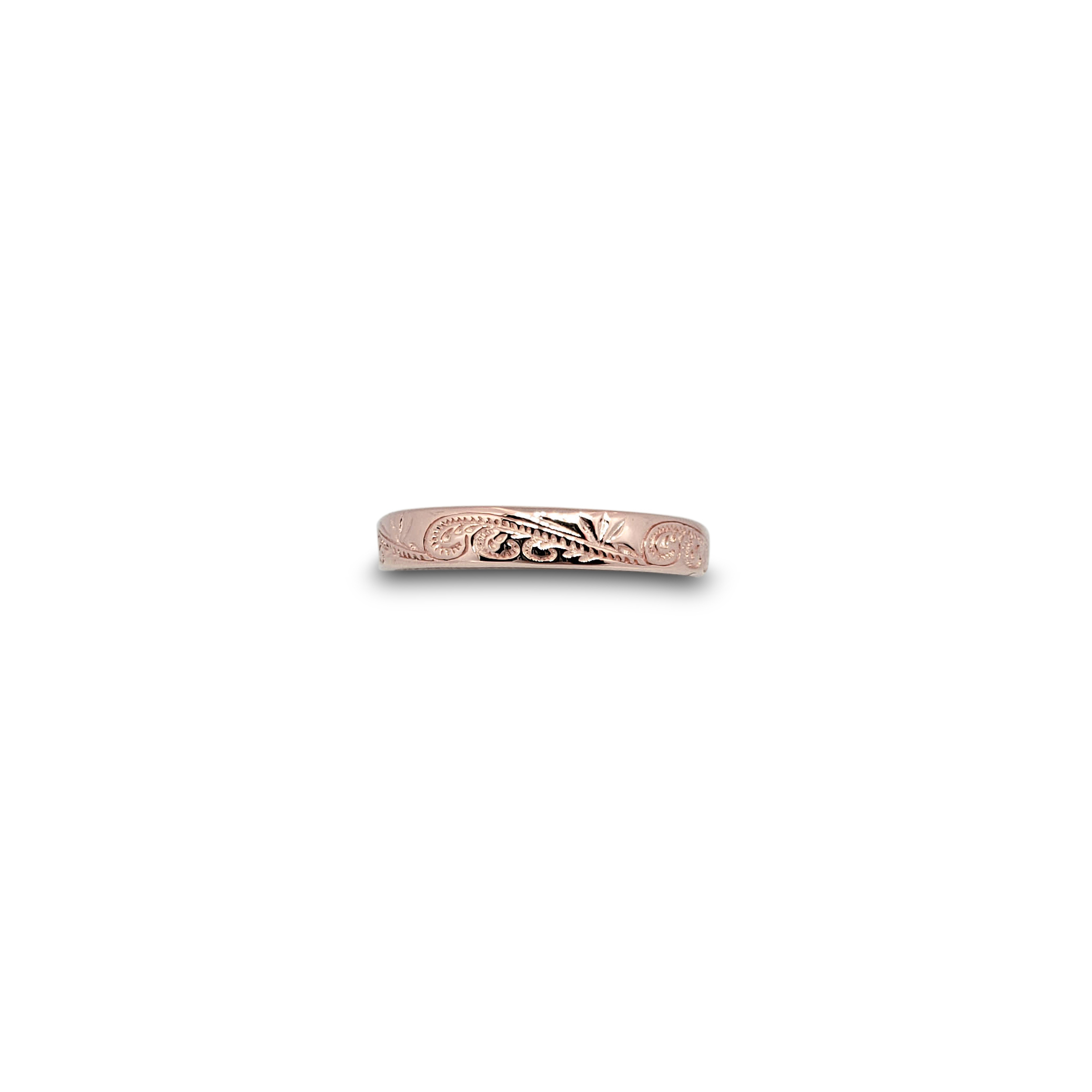 Solid 10K Women's Rose Gold Ring Engraved Hawaiian Scroll Ring 4mm Size 1 -  12 - Jahda Jewelry Company Custom Gold Rings, Necklaces, Bracelets   Earrings - Sacramento, California