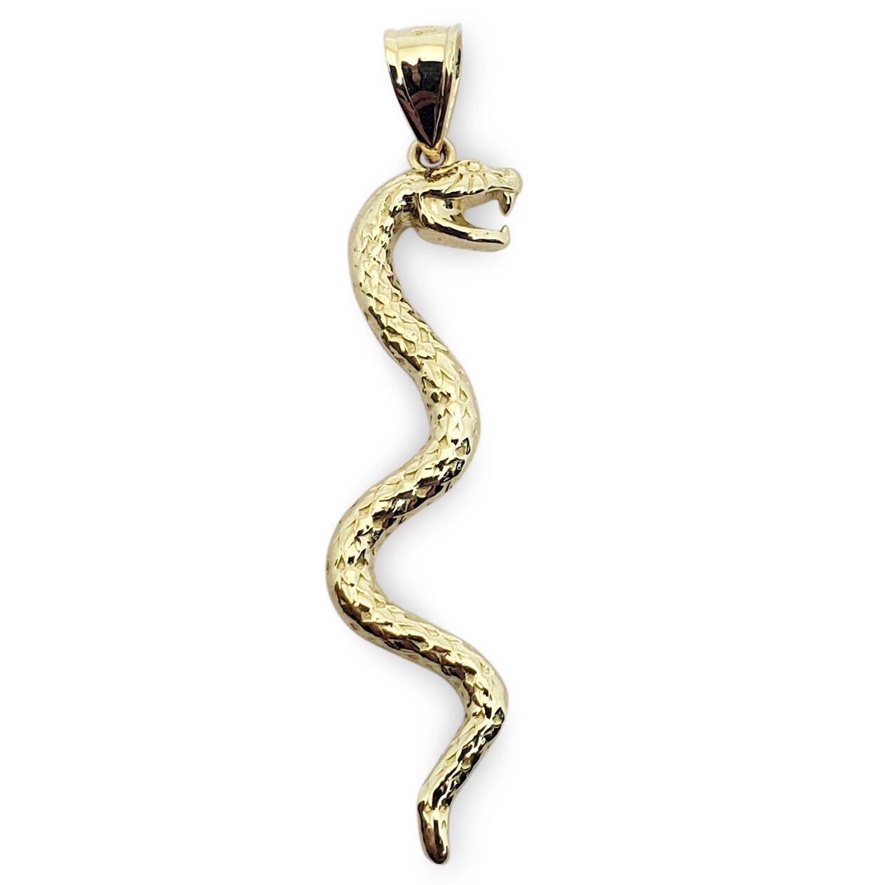 Solid 10K Yellow Gold Snake Jewelry Gold Snake Pendant Charm, 1.1 grams, 1 1/2" long
