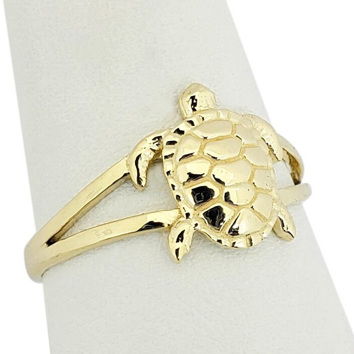 Solid 14K Women's Yellow Gold Turtle Ring Jewelry, Sizes 3 - 12
