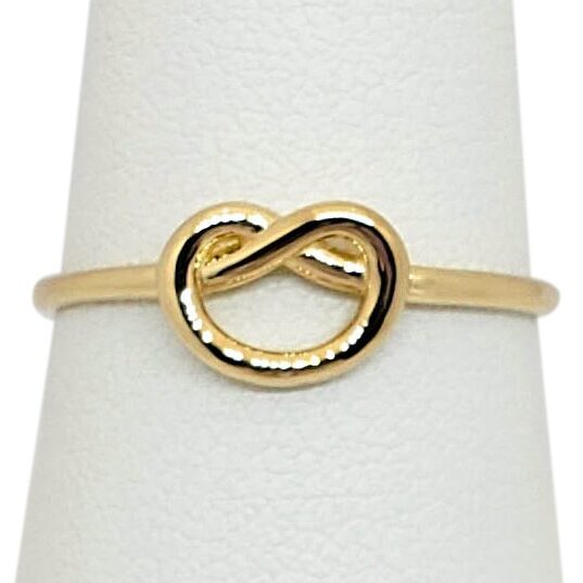Solid 18K Women's Yellow Gold Love Knot Ring Gold Sizes 1 - 12, Midi