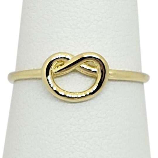 Solid 14K Women's Yellow Gold Love Knot Ring Gold Sizes 1 - 12, Midi