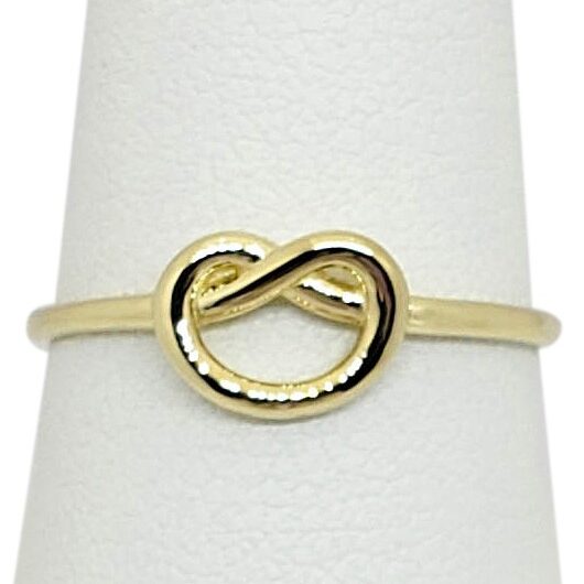 Solid 10K Women's Yellow Gold Love Knot Ring Gold Sizes 1 - 12, Midi
