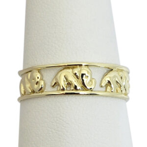 Solid 10K Yellow Gold Elephant Ring 6mm  Size 3 - 12, Lucky
