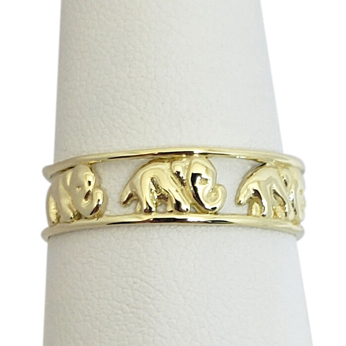 Solid 10K Yellow Gold Elephant Ring 6mm  Size 3 - 12, Lucky
