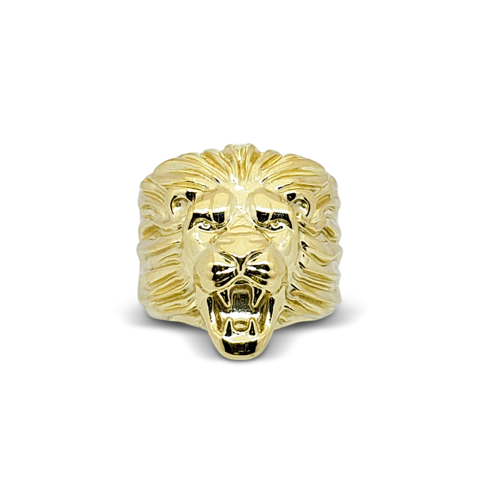 Solid 10K Yellow Gold Mens Lion Ring XXL Heavy Ring Size 5 - 15 - Jahda ...