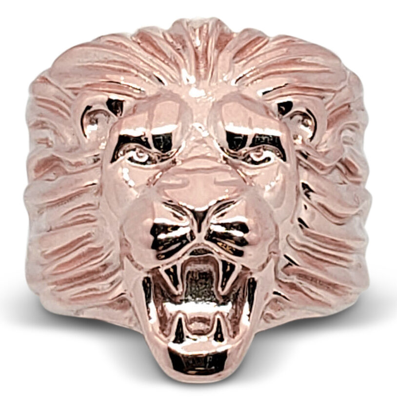 Solid 10K Rose Gold Mens Lion Ring Gold Lion Jewelry XXL Heavy Size 5 - 15
