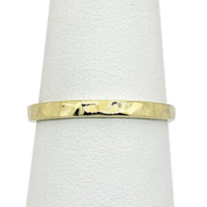 Solid 14K Yellow Gold Hammered Ring 2mm Sizes 1 - 12 Midi Faceted Stack Band
