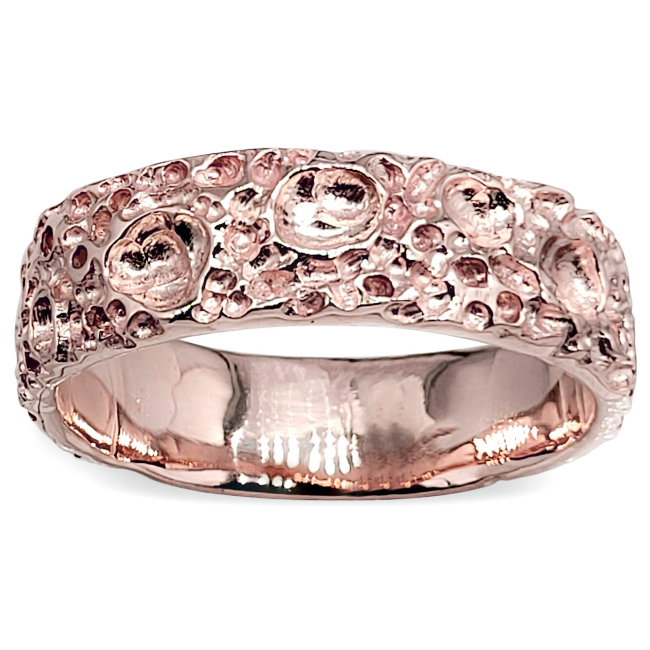 10K Rose Gold Moon Surface Ring, Gold Moon Crater Ring, 6mm Gold Wedding Band