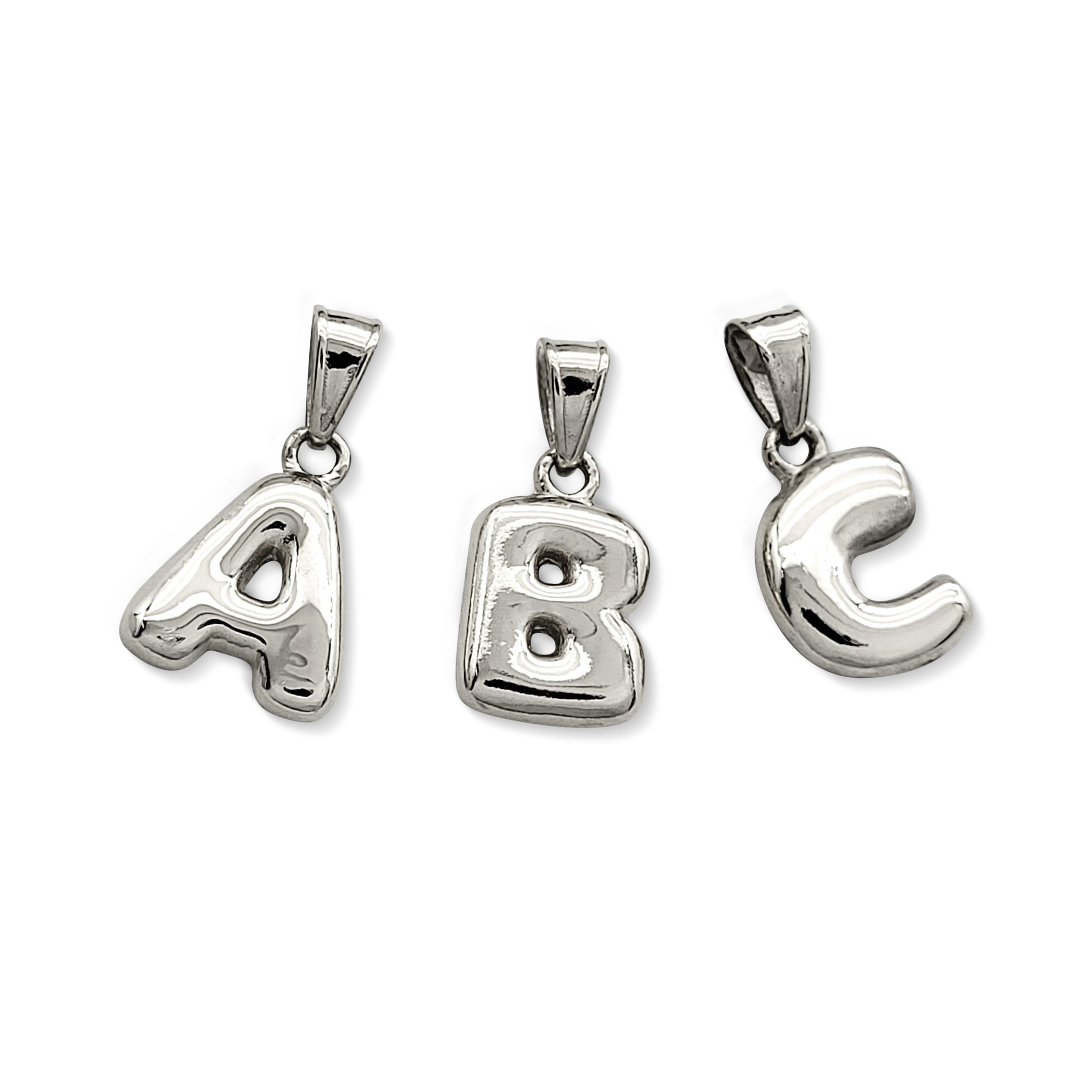 14K Solid White Gold Initial Necklace