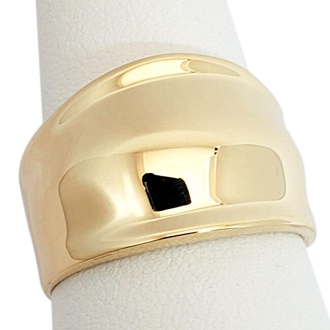 Solid 18K Gold Dome Ring, Yellow Gold Cigar Ring 13mm Sizes 5 - 12