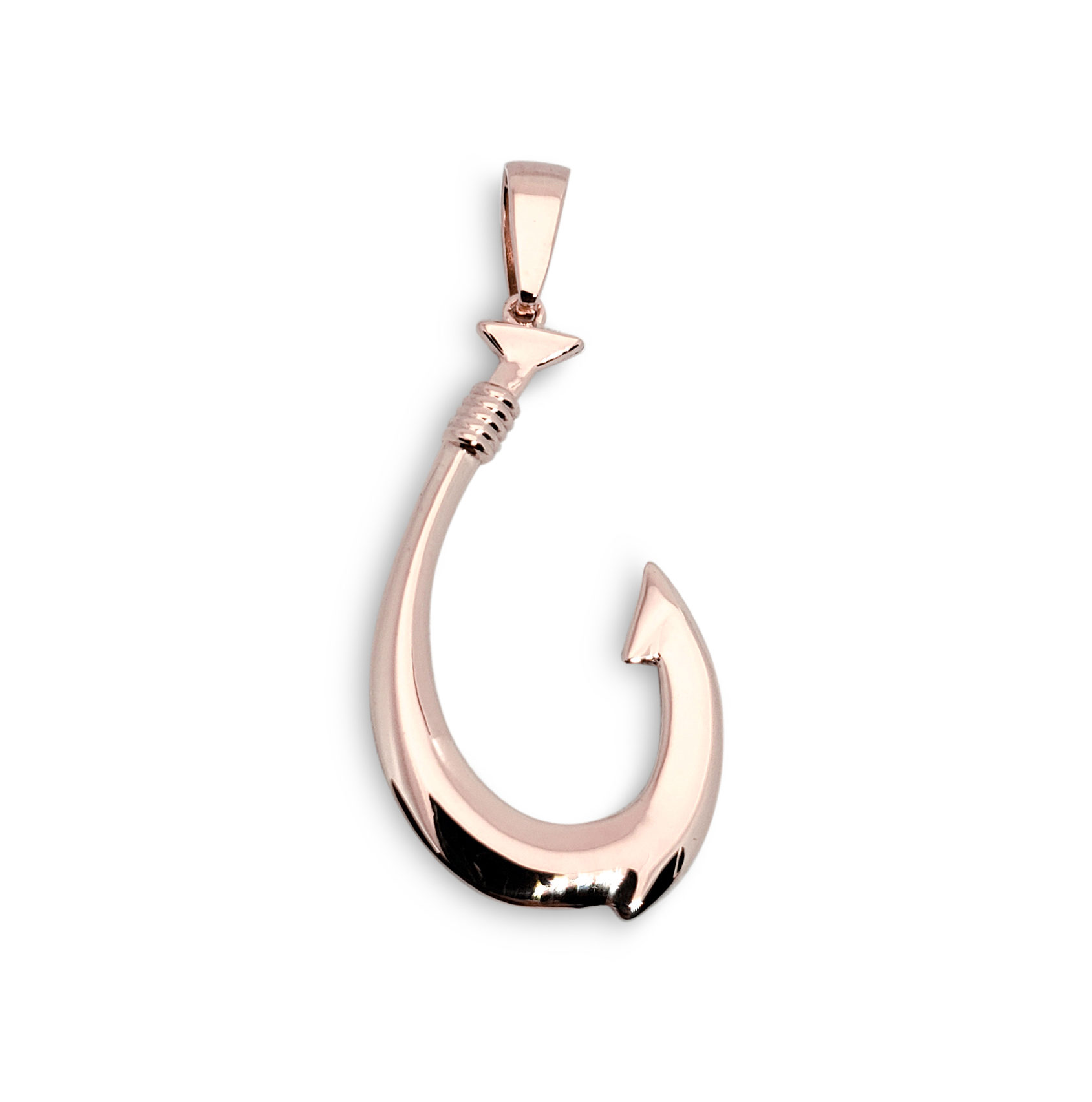 unisex Fish Hook Pendant in Gold - 24mm- Made in Hawaii