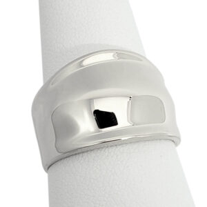 Solid 10K White Gold Cigar Ring, Gold Dome Ring 13mm Sizes 5 - 12