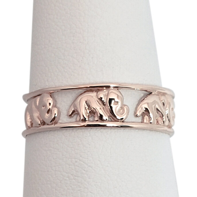 Solid 14K Rose Gold Elephant Ring 6mm  Size 3 - 12, Lucky