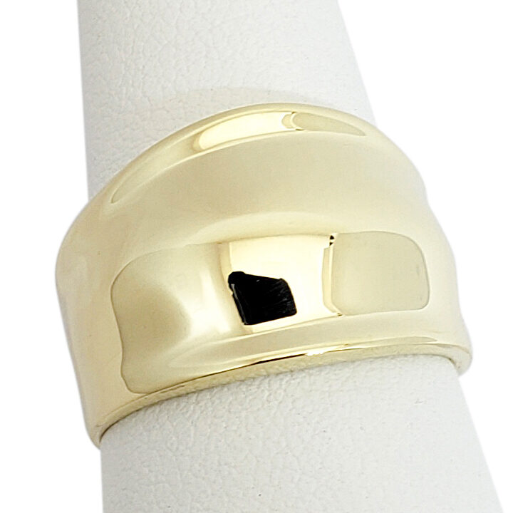 Solid 10K Yellow Gold Cigar Ring, Gold Dome Ring 13mm Sizes 5 - 12