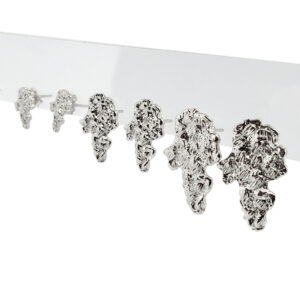Solid 14K White Gold Mens Nugget Earrings, All Sizes (Small, Medium, Large)