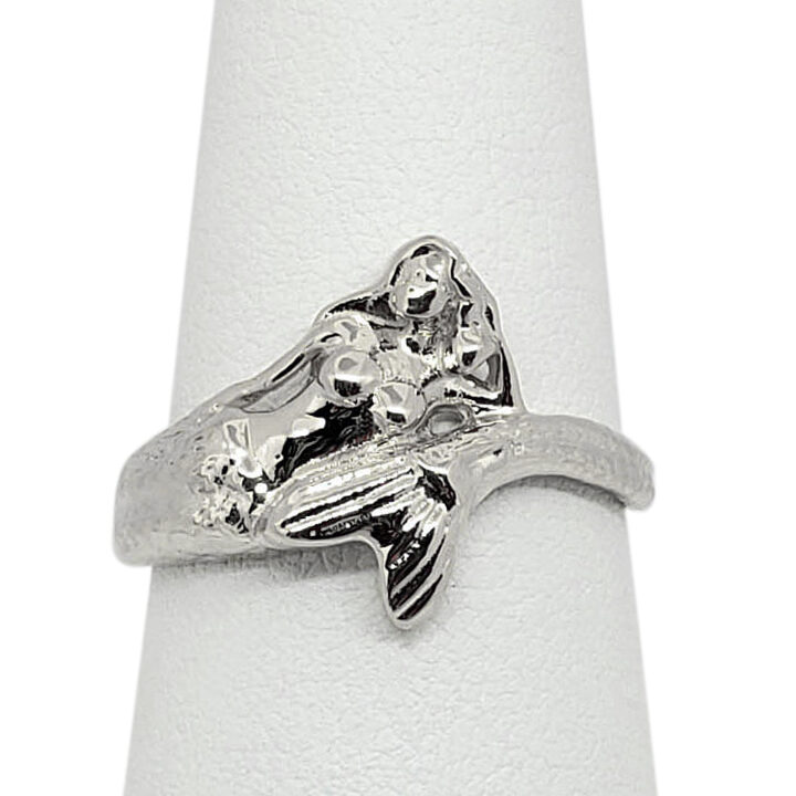 Solid 10K Women's White Gold Ring Gold Mermaid Ring, Sizes 5 - 12