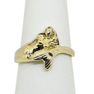 Solid 10K Women's Yellow Gold Ring Gold Mermaid Ring, Sizes 5 - 12