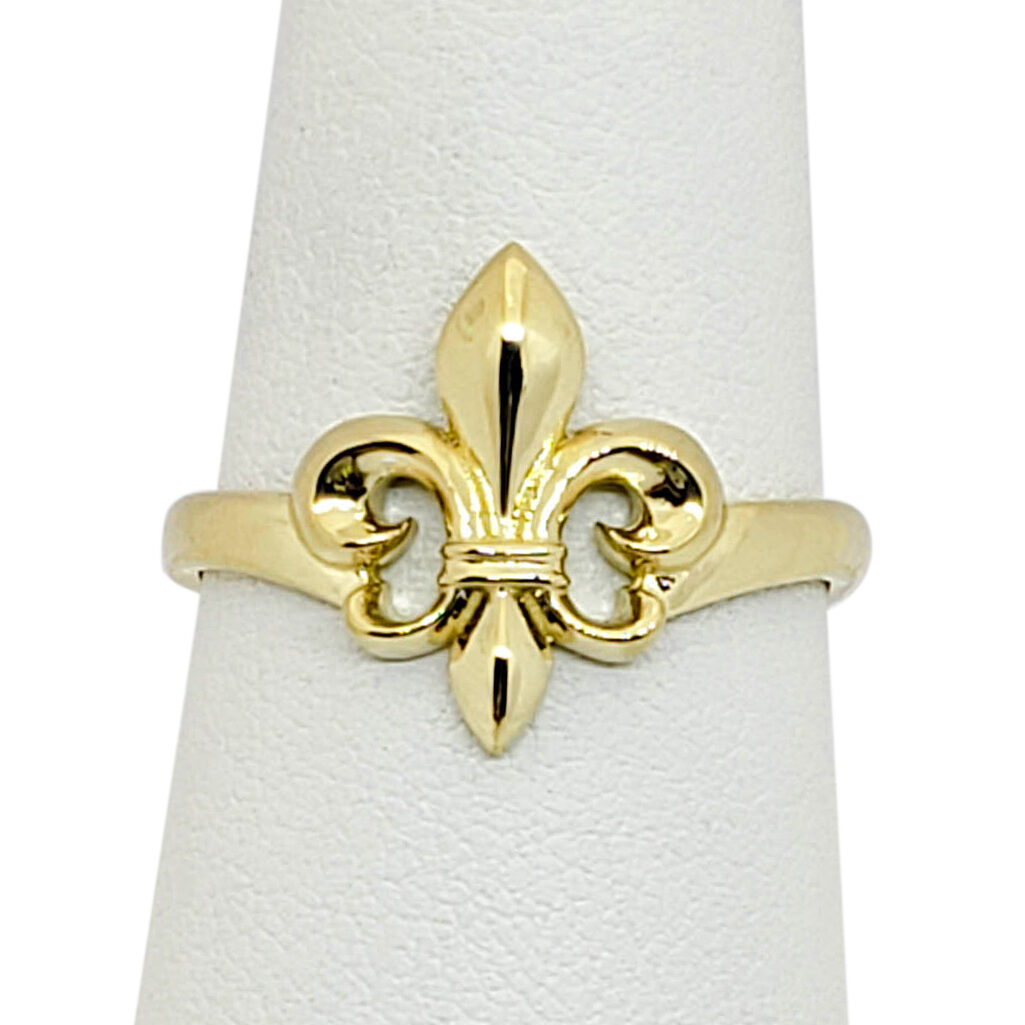 Solid 14K Yellow Gold Fleur de Lis Ring, Sizes 3 - 12, Fleur-de-Lis