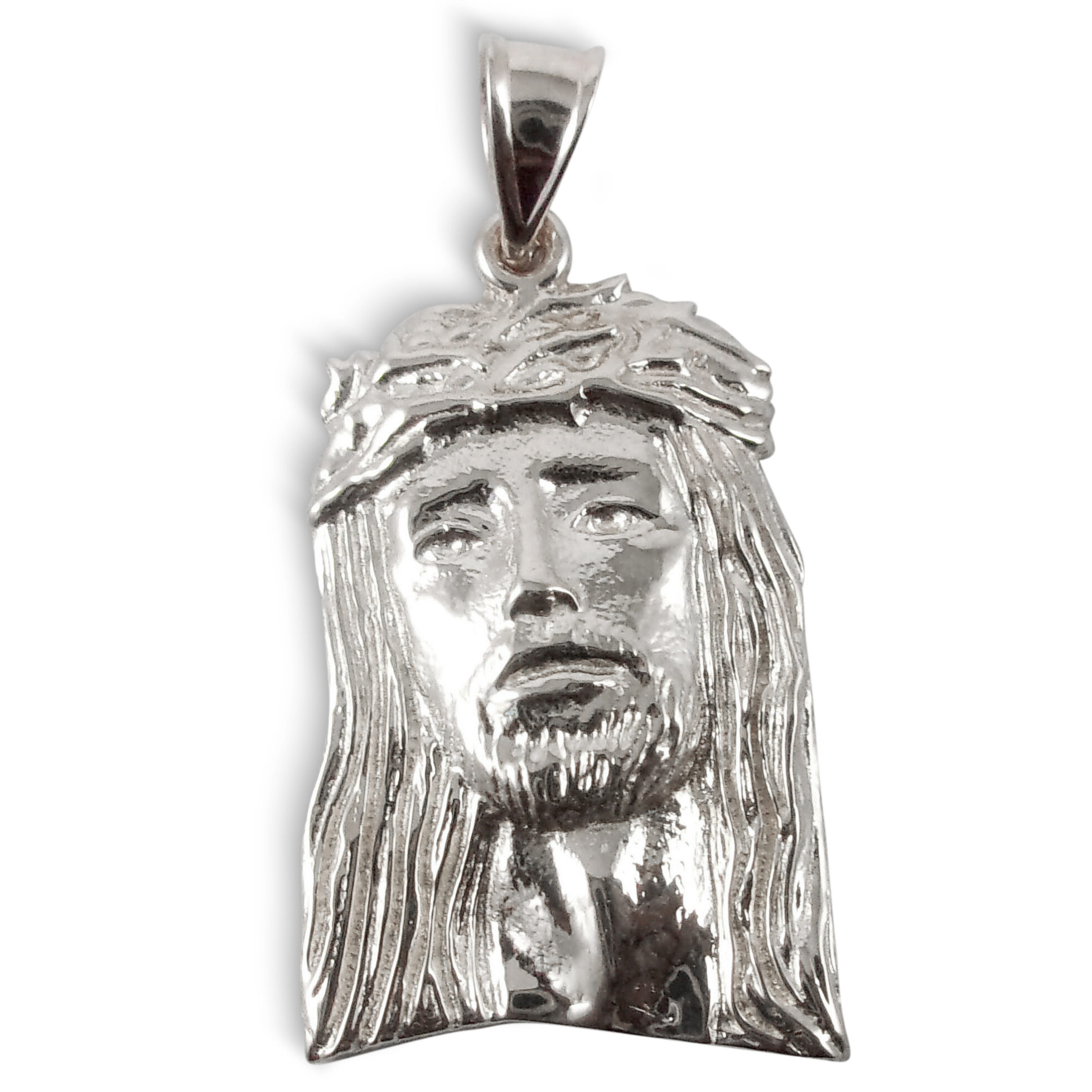 Solid 14K White Gold Jesus Piece Gold Jesus Pendant 2.5g 1"