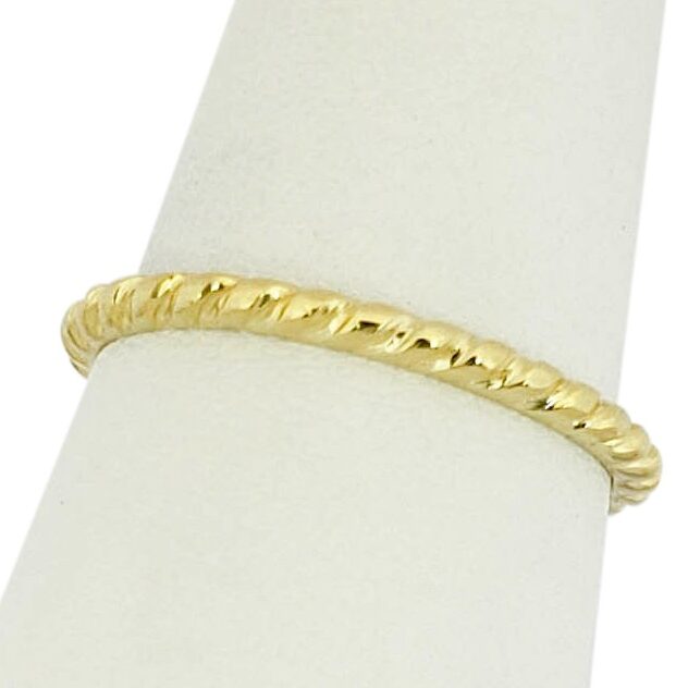 Solid 14K Women's Yellow Gold Twist Ring Gold Stacking Ring Midi Size 1-12