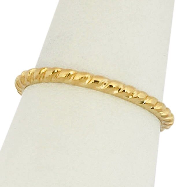 Solid 18K Women's Yellow Gold Twist Ring Gold Stacking Ring Midi Size 1-12