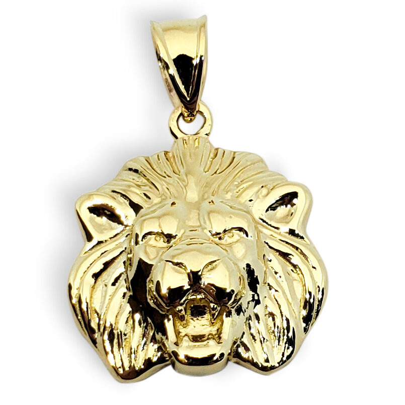 Solid 10K Yellow Gold Mens Lion Pendant Charm, 14mm, 2.0 grams, Small