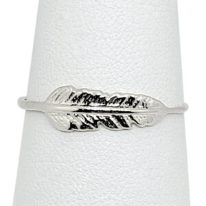 Solid 18K White Gold Feather Ring Sizes 1 - 12, Midi Ring, Knuckle Ring