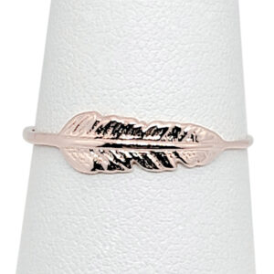 Solid 14K Rose Gold Feather Ring Sizes 1 - 12, Midi Ring, Knuckle Ring