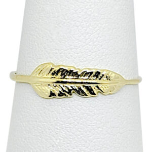 Solid 14K Yellow Gold Feather Ring Sizes 1 - 12, Midi Ring, Knuckle Ring
