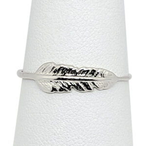 Solid 14K White Gold Feather Ring Sizes 1 - 12, Midi Ring, Knuckle Ring