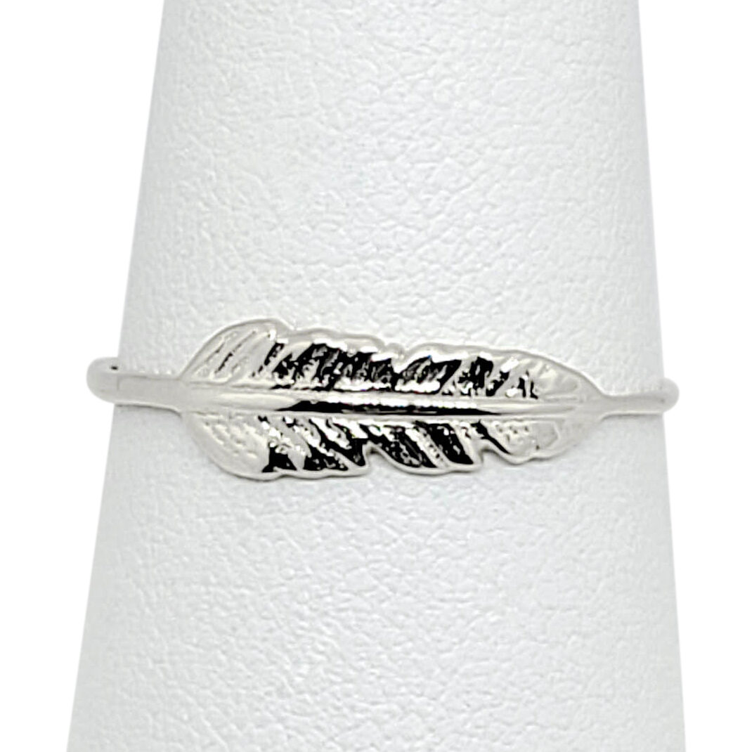 Solid 14K White Gold Feather Ring Sizes 1 - 12, Midi Ring, Knuckle Ring