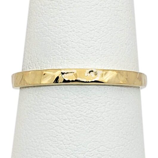Solid 18K Yellow Gold Hammered Ring, Gold Stackable Ring 2mm Sizes 1 - 12, Midi