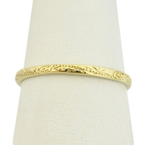 Solid 10K Women's Yellow Gold Ring Engraved Hawaiian Scroll Ring 2mm, Midi