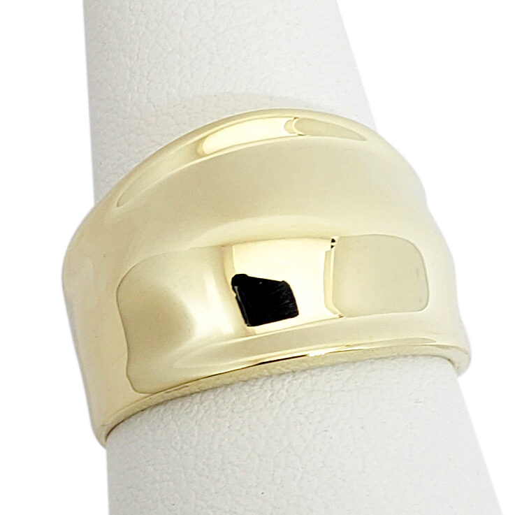 Solid 14K Yellow Gold Cigar Ring, Gold Dome Ring 13mm Sizes 5 - 12