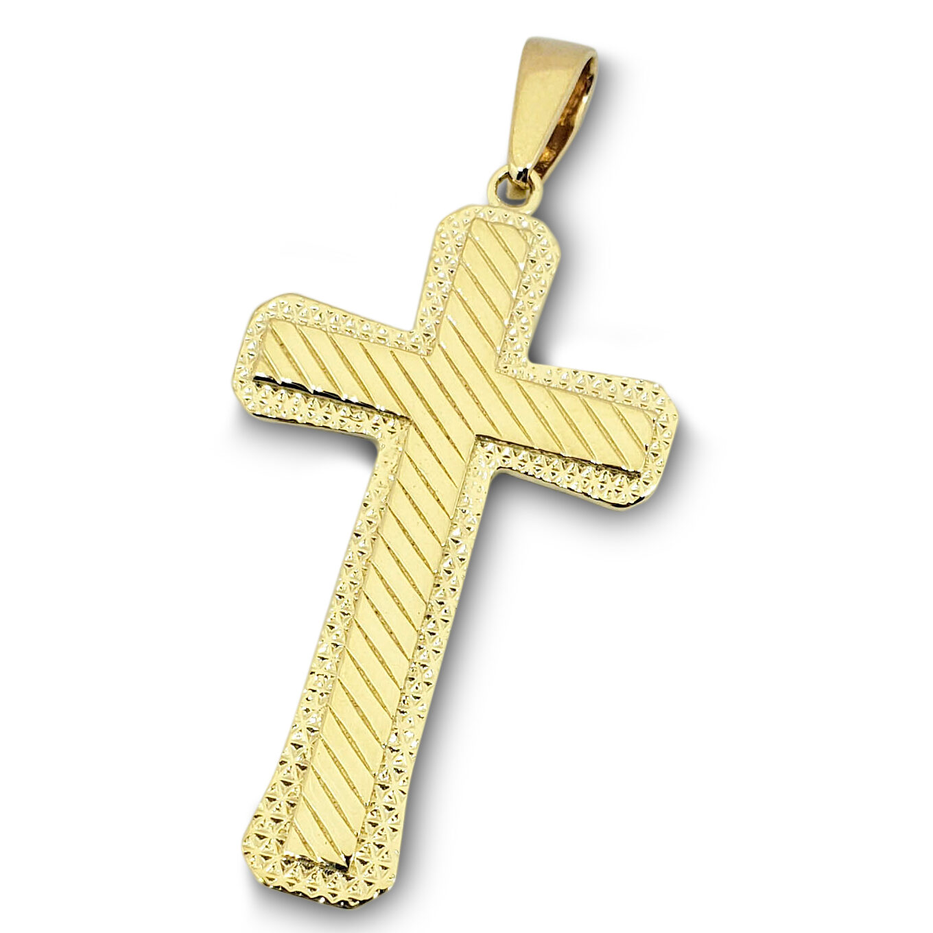 Solid 10K Yellow Gold Diamond Cut Mens Cross Pendant, 3.4 grams, 1.5" long