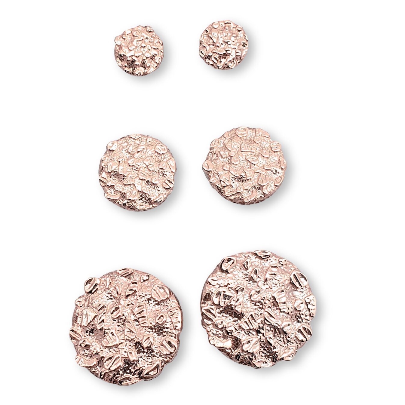 Solid 18K Rose Gold Round Nugget Earrings, All Sizes (Small, Medium, Large)