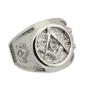 Solid 14K White Gold Freemason Ring Masonic Double Headed Eagle, Size 5 - 15