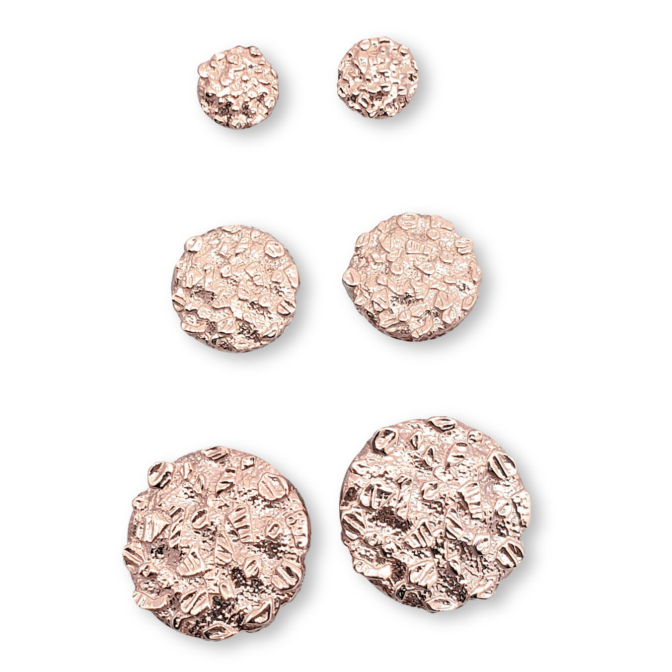 Solid 14K Rose Gold Round Nugget Earrings, All Sizes (Small, Medium, Large)