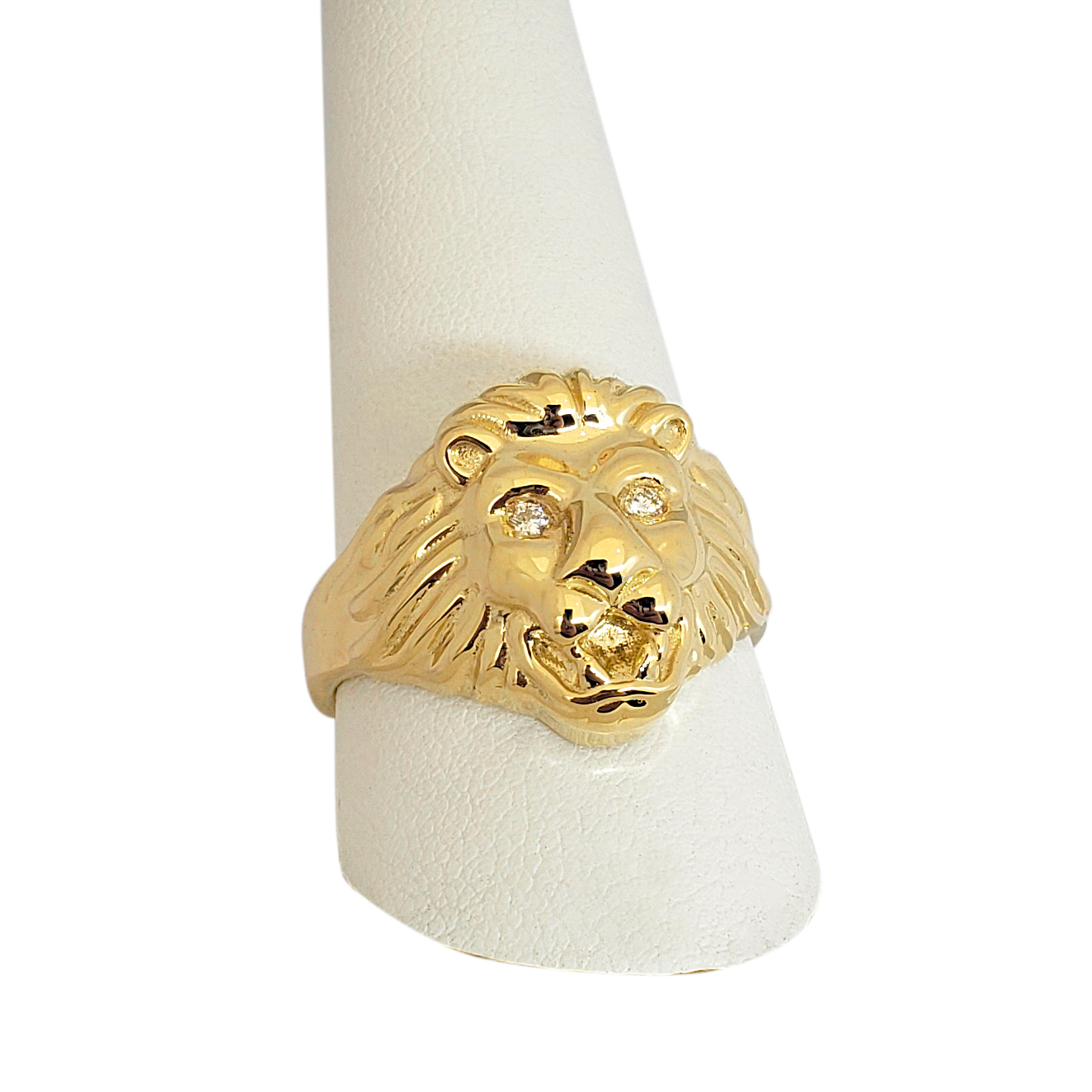 viel Iedereen Verslaafd Solid 18k Gold Lion Ring with Diamond Eyes Size 5-15 | Jahda
