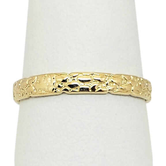 Solid 14K Yellow Gold Nugget Band, 3mm Gold Nugget Ring, Sizes 1 - 15