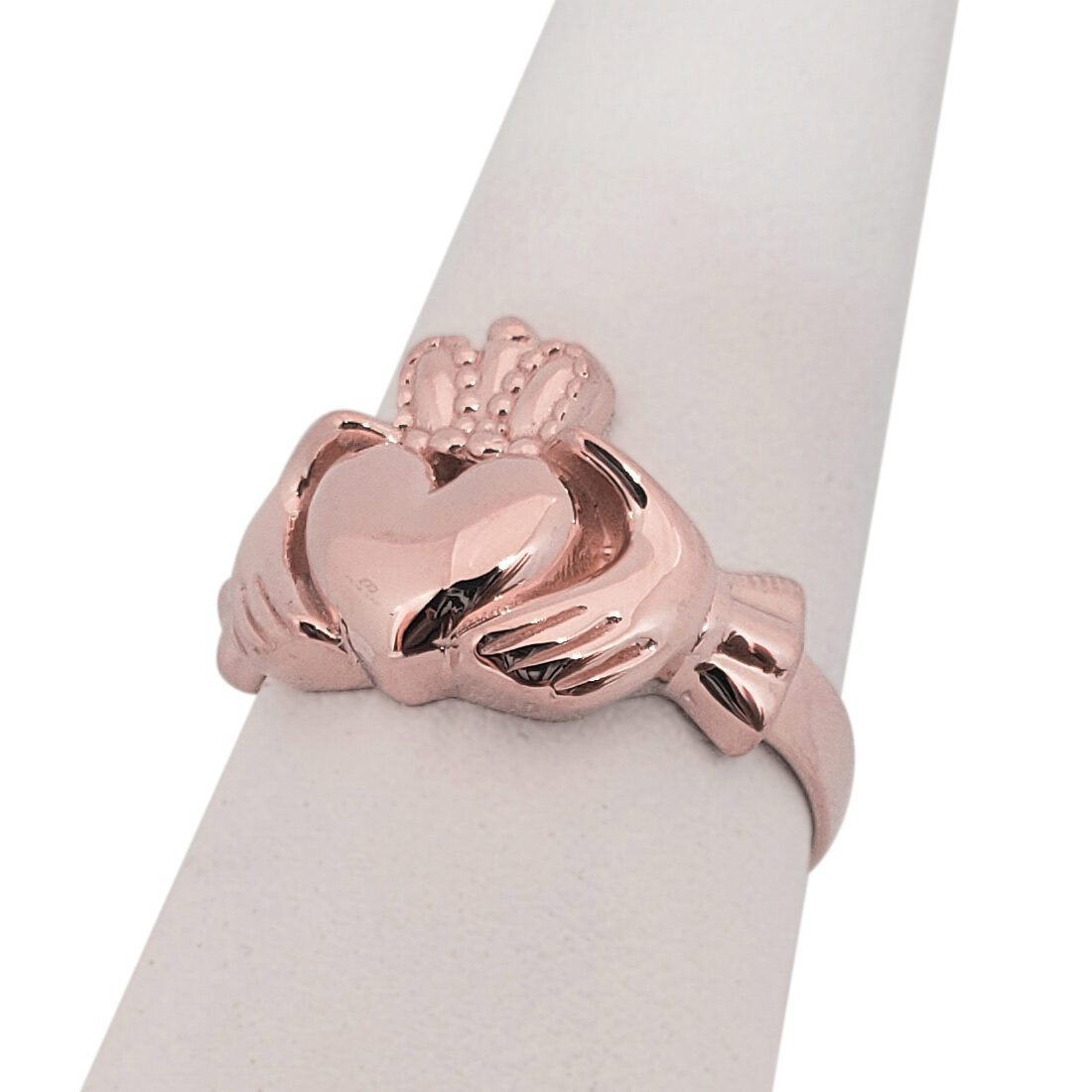 Solid 18K Rose Gold Claddagh Ring, Irish, Large, Celtic Ring, Sizes 3 - 15