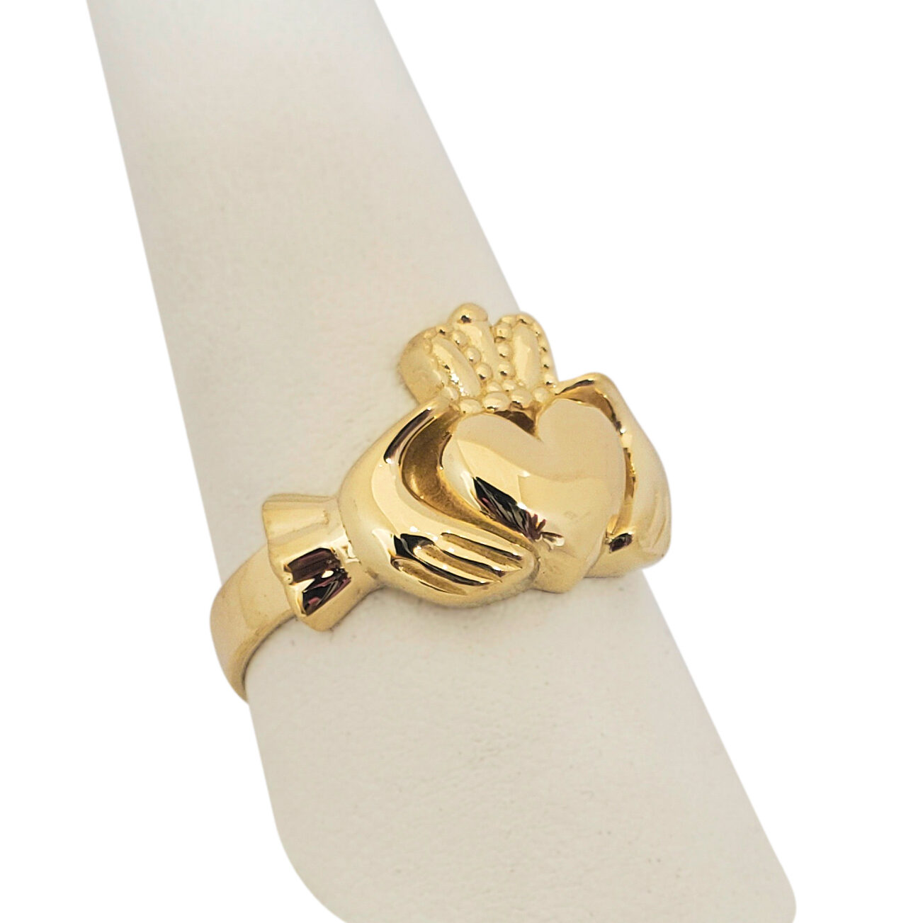 Solid 18K Yellow Gold Claddagh Ring, Irish, Large, Celtic Ring, Sizes 3 - 15