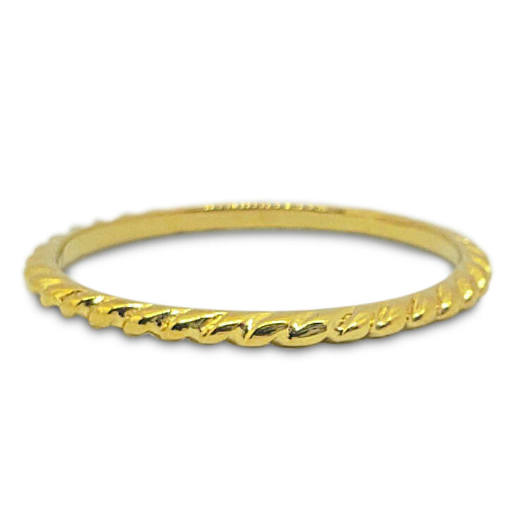 Solid 24K Women's Yellow Gold Ring Gold Twist Ring Stacking Ring Midi Size 1-12